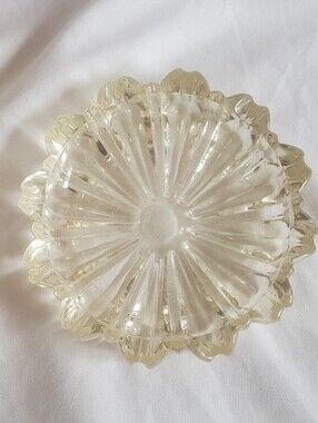 Hazel Atlas Vtg Clear Medium Glass Ashtray Trinkel Dish Bowl Scalloped Edges